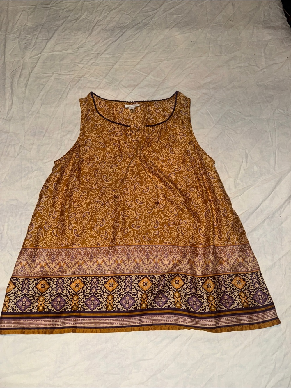 J. Jill Canyon Border Print Paisley Tank Top Tigers Eye S Petite